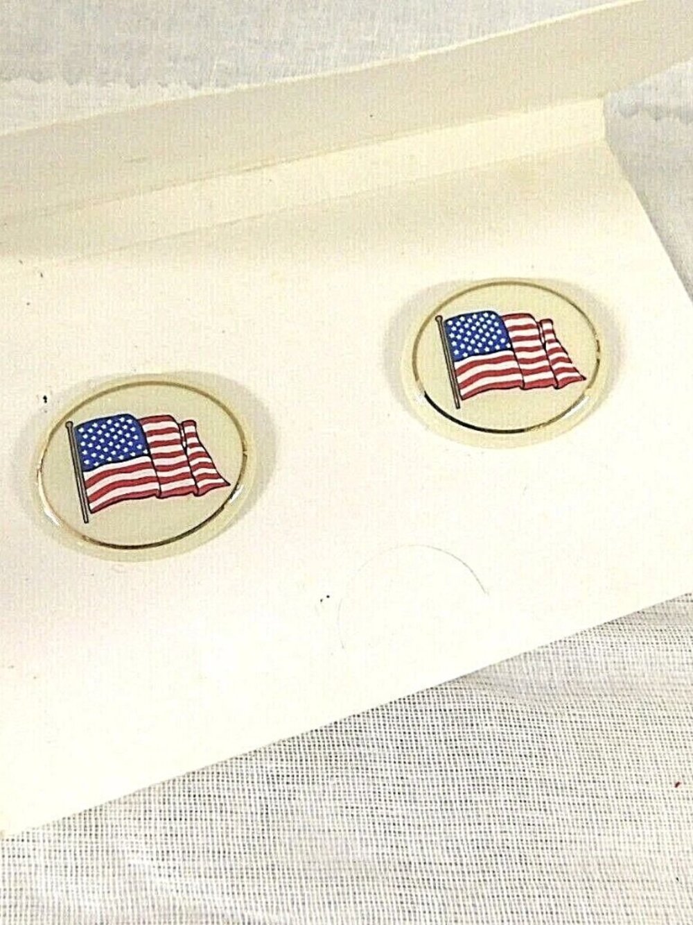 Vintage Lenox Ivory Fine China Flag Pin Set NEW / Old Stock s/2